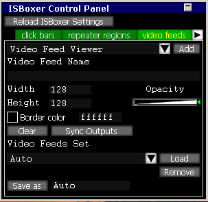 Video Feed options in the in-game ISBoxer Control Panel